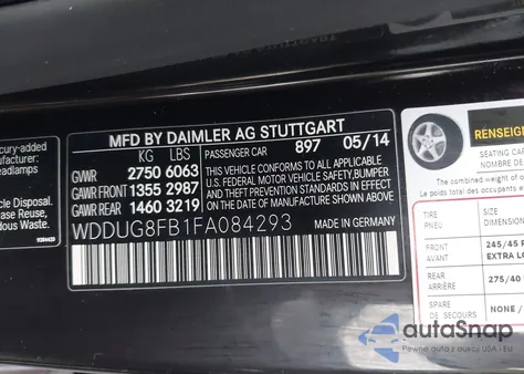 2015 Mercedes-Benz S 550 4Matic z USA, uszkodzony, nr VIN WDDUG8FB1FA084293